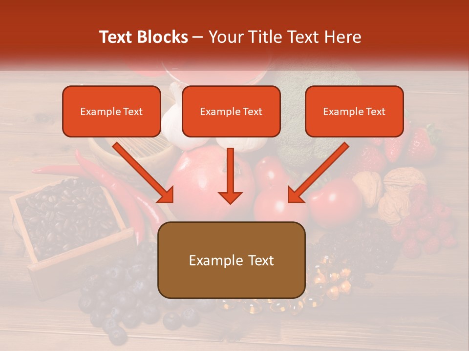 A Variety Of Fruits And Vegetables On A Wooden Table PowerPoint Template