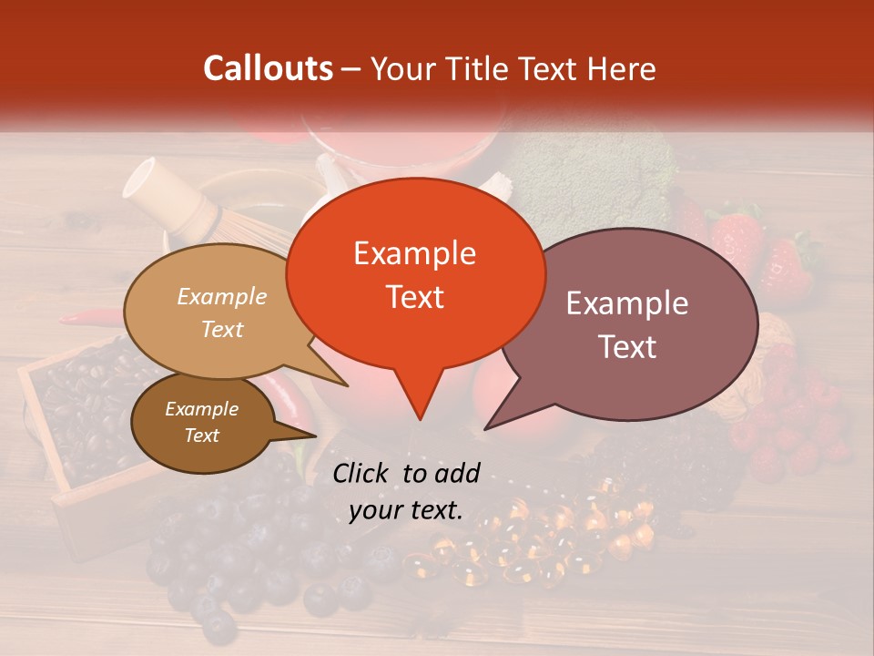 A Variety Of Fruits And Vegetables On A Wooden Table PowerPoint Template