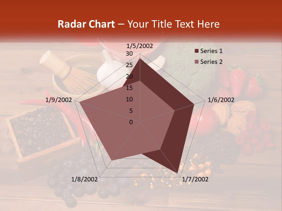 A Variety Of Fruits And Vegetables On A Wooden Table PowerPoint Template