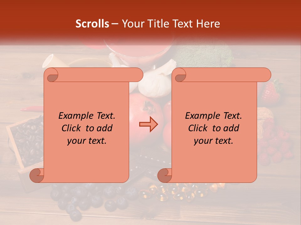 A Variety Of Fruits And Vegetables On A Wooden Table PowerPoint Template