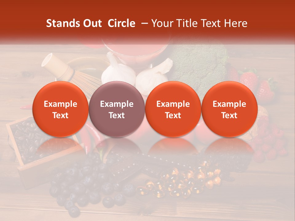 A Variety Of Fruits And Vegetables On A Wooden Table PowerPoint Template