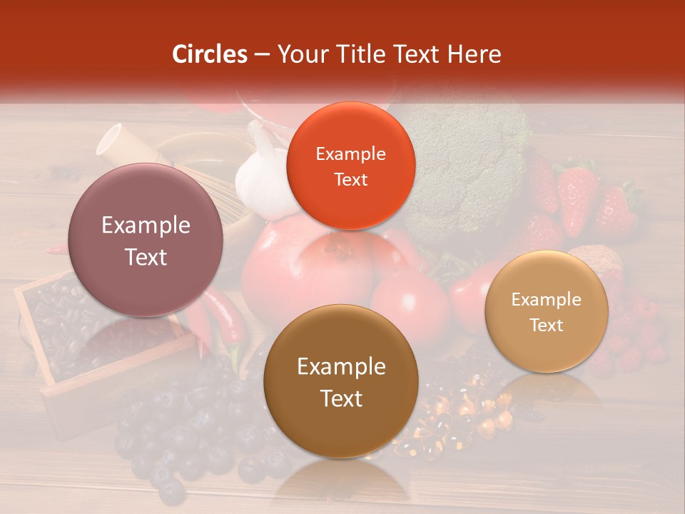 A Variety Of Fruits And Vegetables On A Wooden Table PowerPoint Template