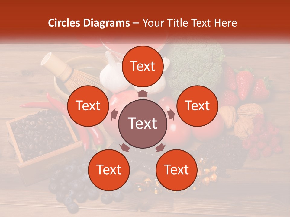 A Variety Of Fruits And Vegetables On A Wooden Table PowerPoint Template