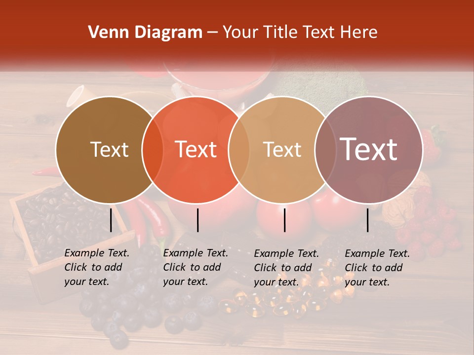 A Variety Of Fruits And Vegetables On A Wooden Table PowerPoint Template