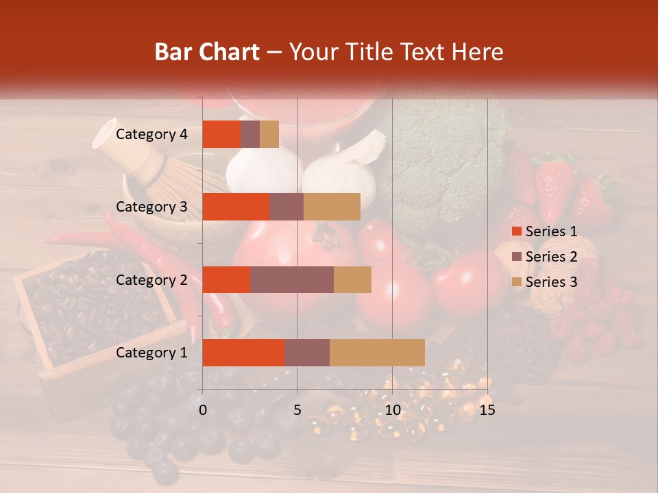 A Variety Of Fruits And Vegetables On A Wooden Table PowerPoint Template