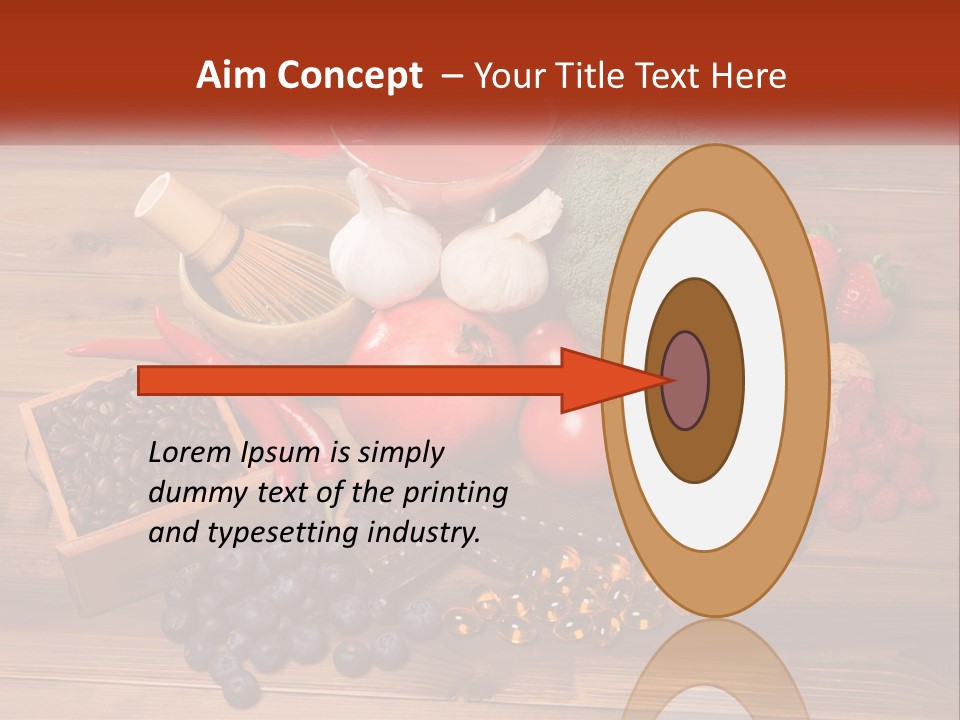 A Variety Of Fruits And Vegetables On A Wooden Table PowerPoint Template