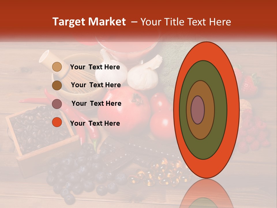 A Variety Of Fruits And Vegetables On A Wooden Table PowerPoint Template