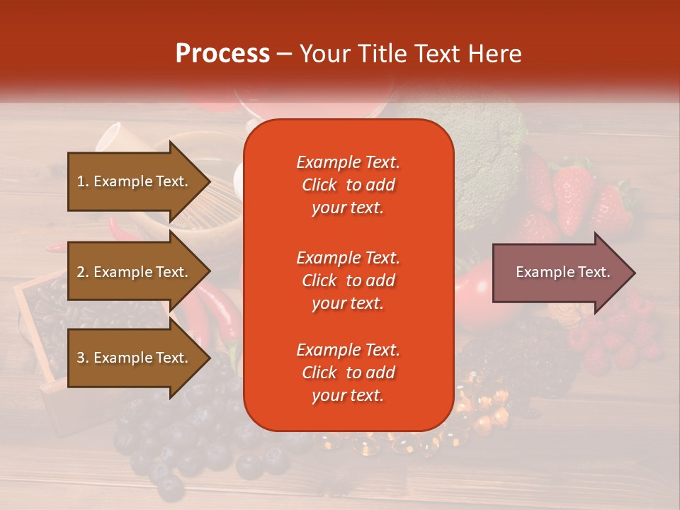 A Variety Of Fruits And Vegetables On A Wooden Table PowerPoint Template