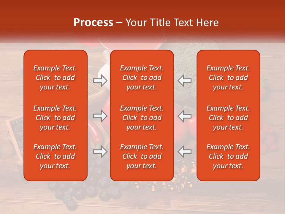 A Variety Of Fruits And Vegetables On A Wooden Table PowerPoint Template