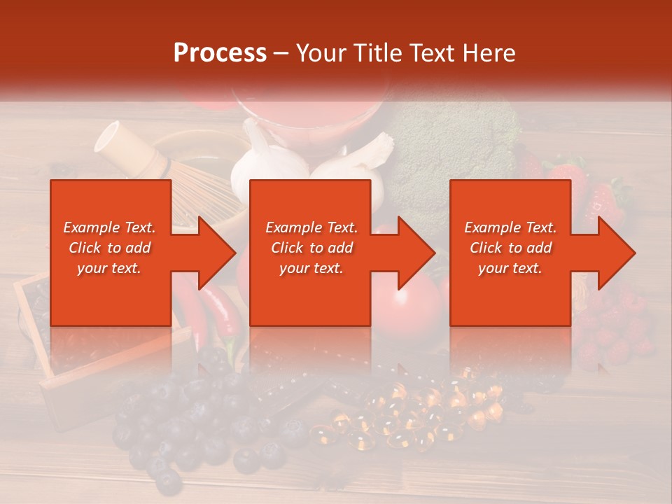A Variety Of Fruits And Vegetables On A Wooden Table PowerPoint Template