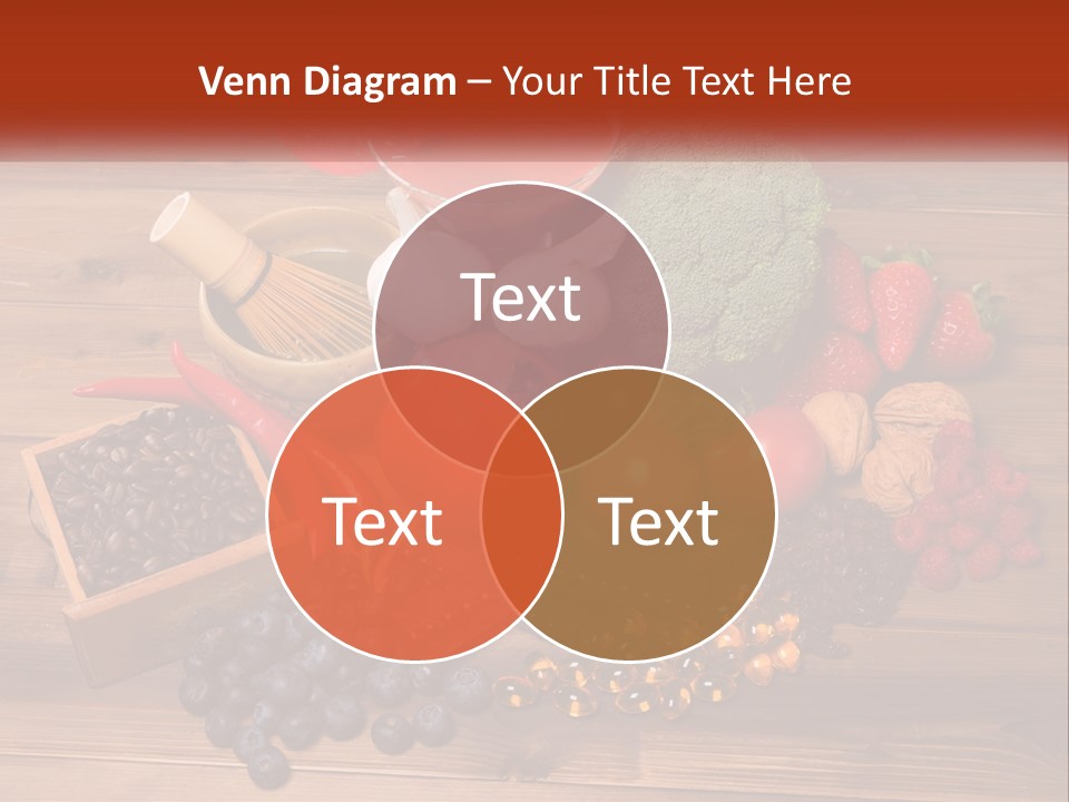 A Variety Of Fruits And Vegetables On A Wooden Table PowerPoint Template