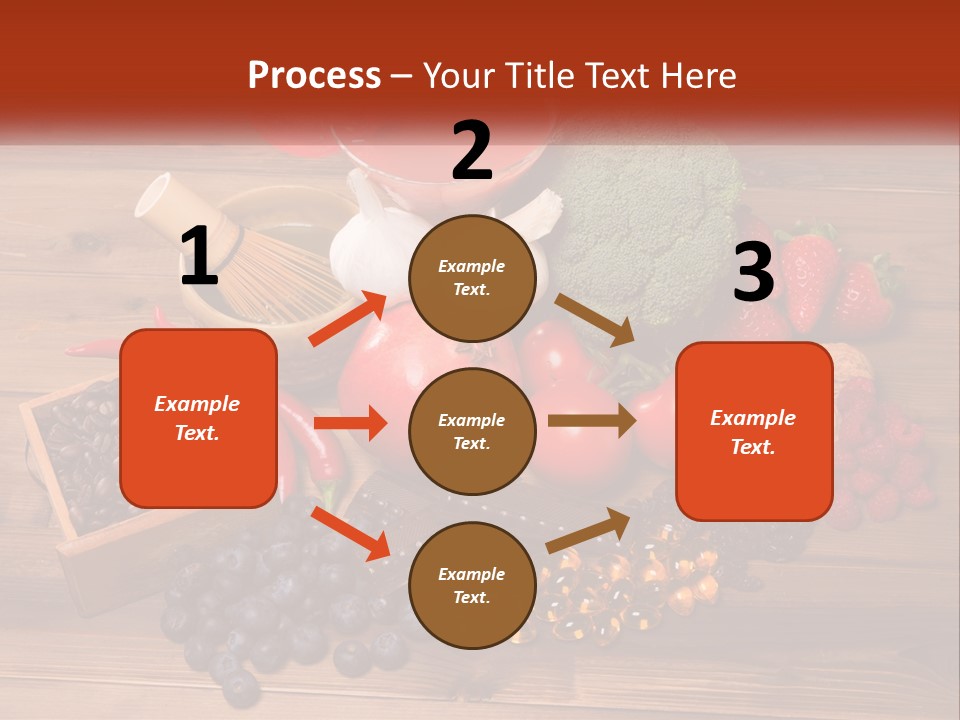 A Variety Of Fruits And Vegetables On A Wooden Table PowerPoint Template