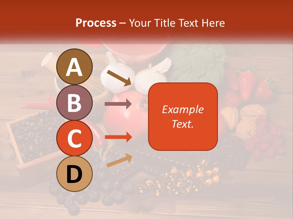 A Variety Of Fruits And Vegetables On A Wooden Table PowerPoint Template