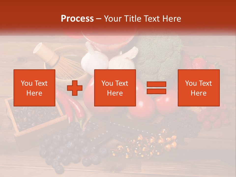 A Variety Of Fruits And Vegetables On A Wooden Table PowerPoint Template