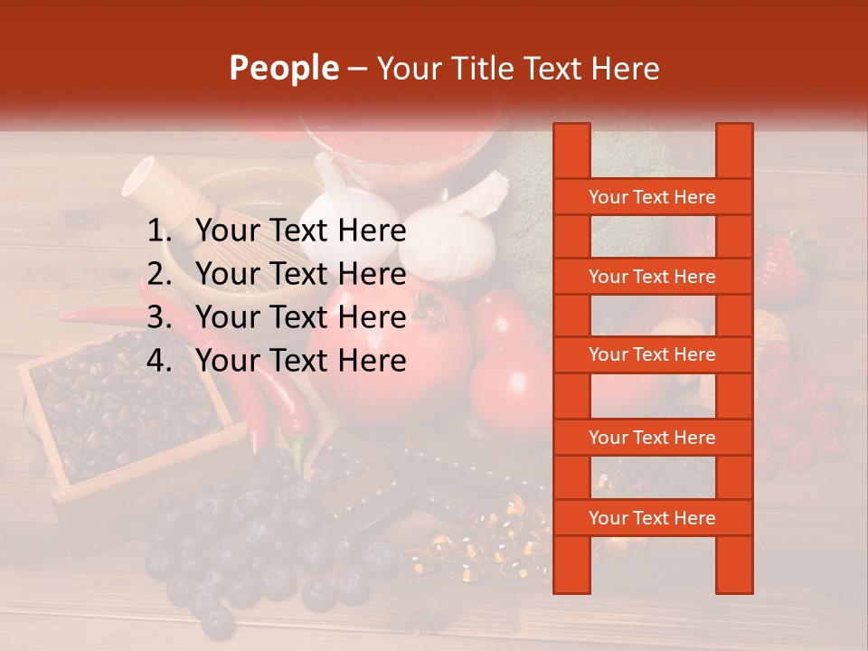 A Variety Of Fruits And Vegetables On A Wooden Table PowerPoint Template