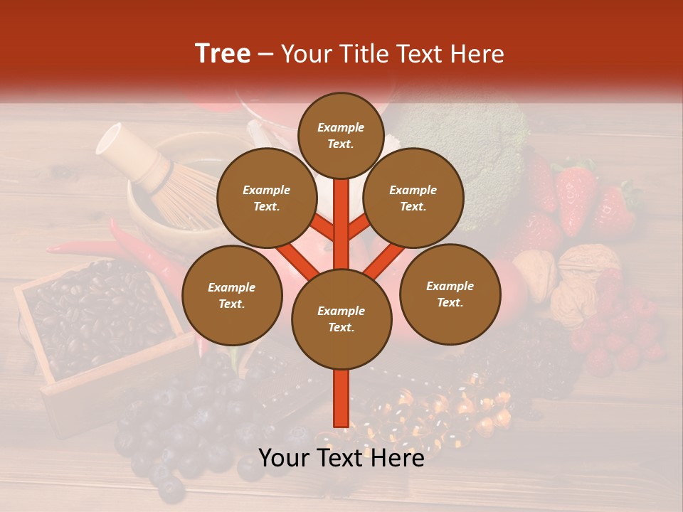 A Variety Of Fruits And Vegetables On A Wooden Table PowerPoint Template