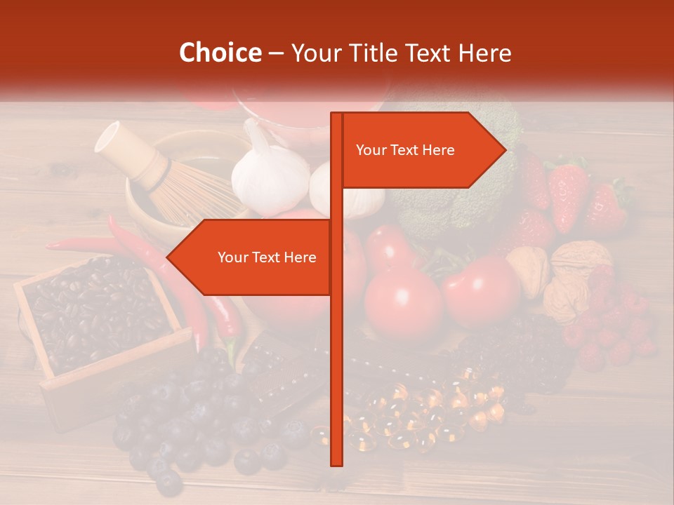 A Variety Of Fruits And Vegetables On A Wooden Table PowerPoint Template