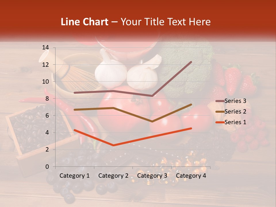 A Variety Of Fruits And Vegetables On A Wooden Table PowerPoint Template