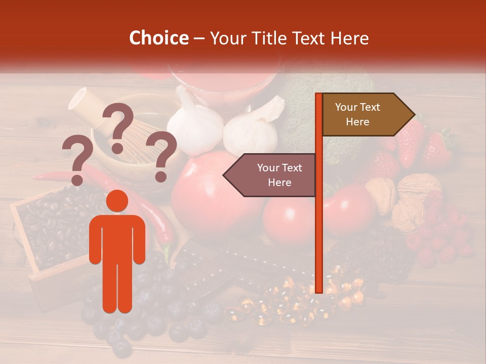 A Variety Of Fruits And Vegetables On A Wooden Table PowerPoint Template