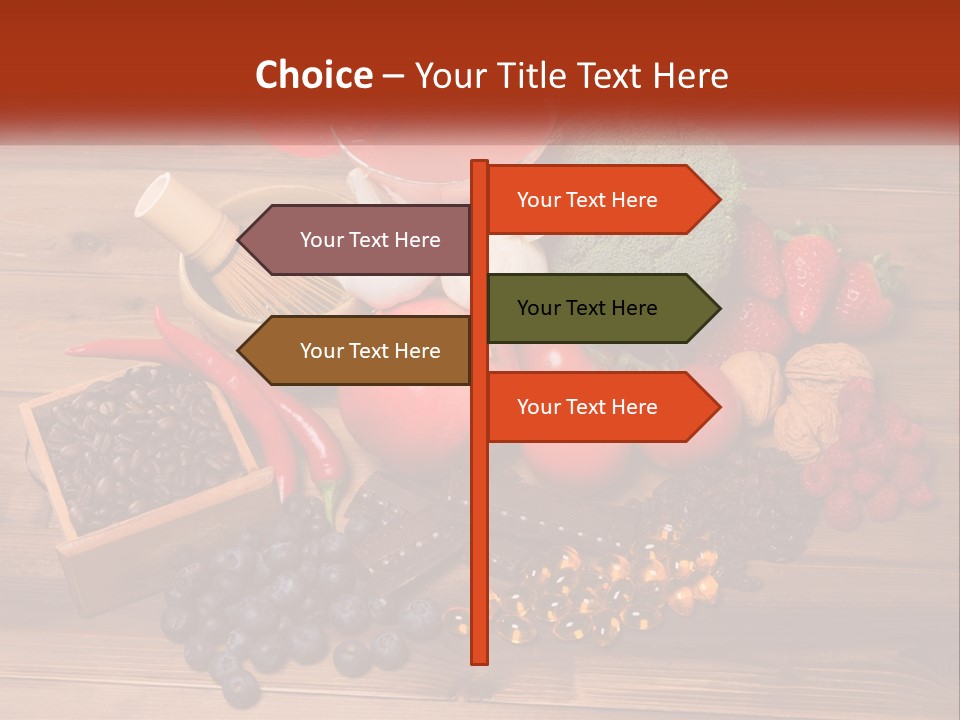 A Variety Of Fruits And Vegetables On A Wooden Table PowerPoint Template