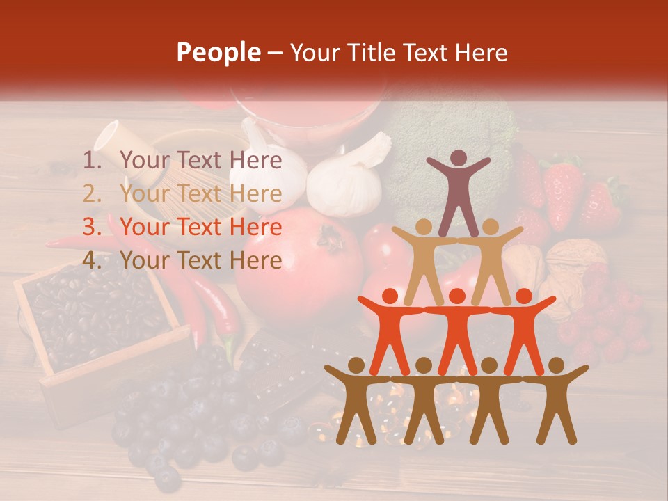 A Variety Of Fruits And Vegetables On A Wooden Table PowerPoint Template