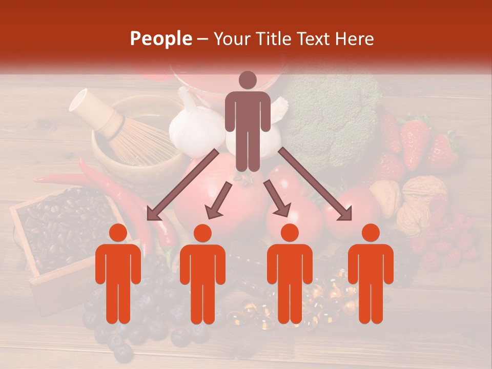 A Variety Of Fruits And Vegetables On A Wooden Table PowerPoint Template