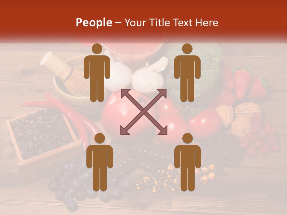 A Variety Of Fruits And Vegetables On A Wooden Table PowerPoint Template