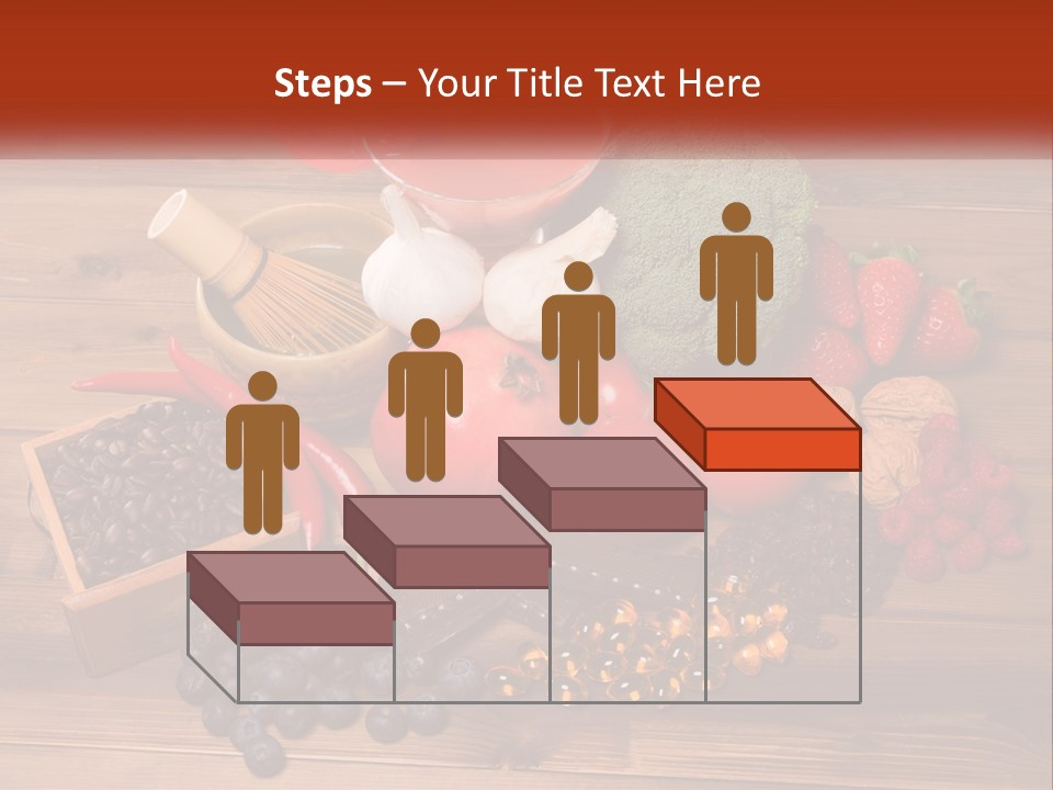 A Variety Of Fruits And Vegetables On A Wooden Table PowerPoint Template