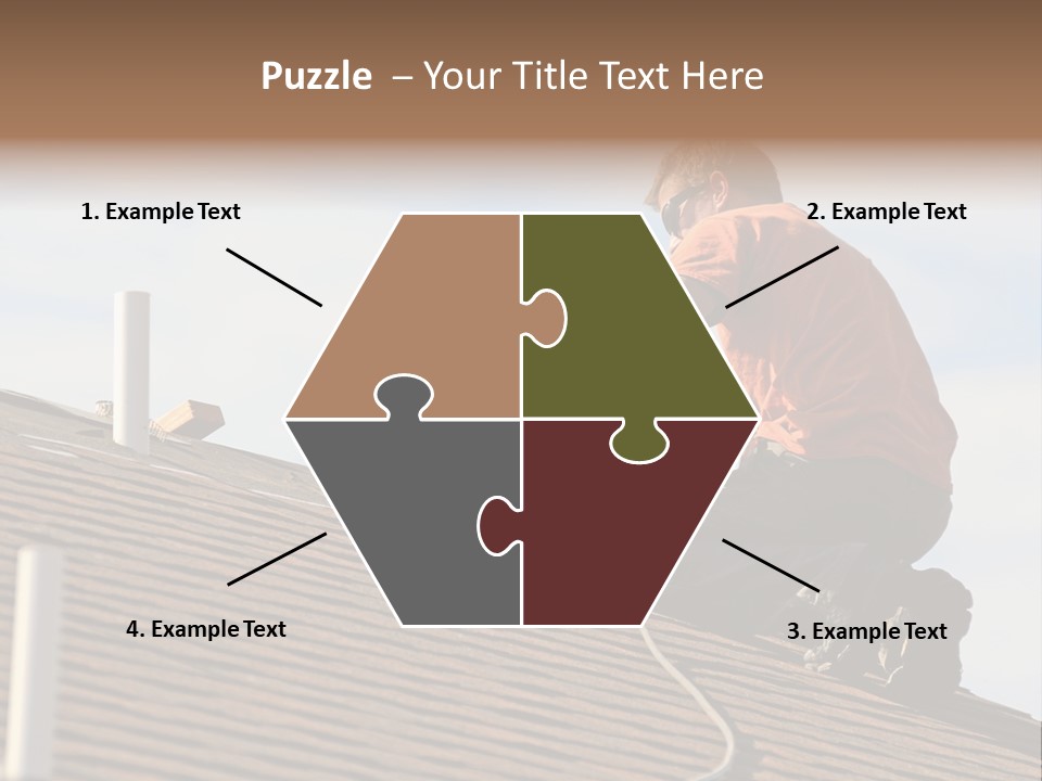 A Man Working On A Roof With A Power Drill PowerPoint Template