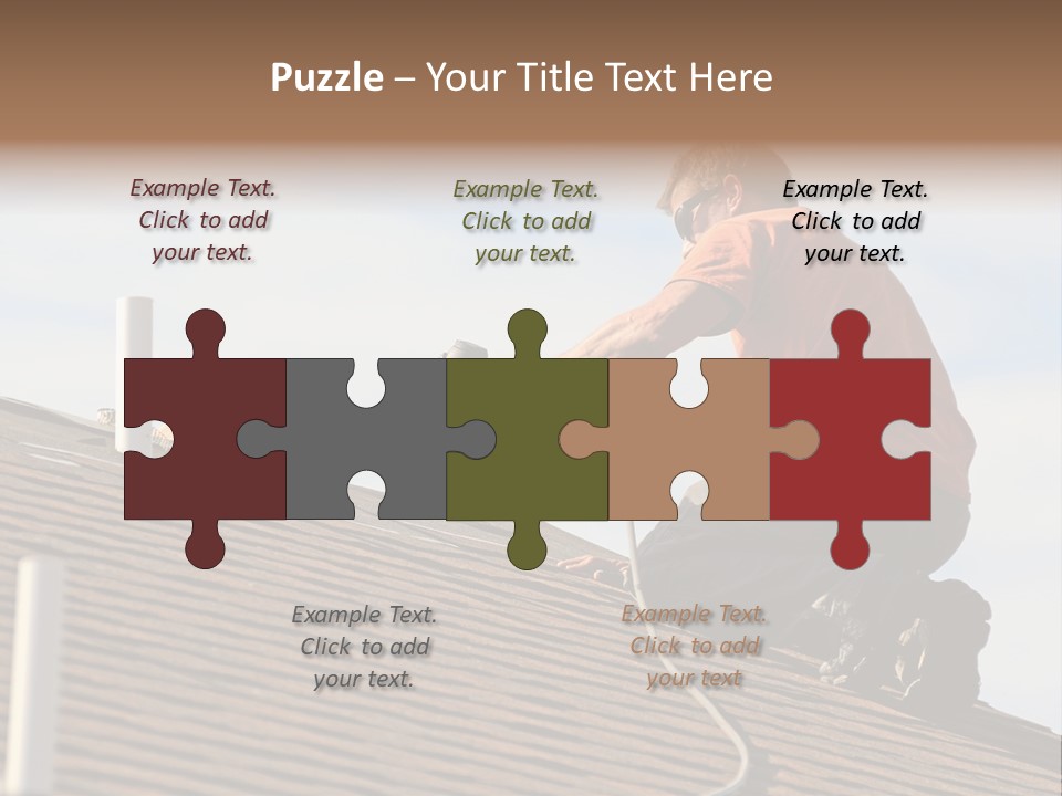 A Man Working On A Roof With A Power Drill PowerPoint Template