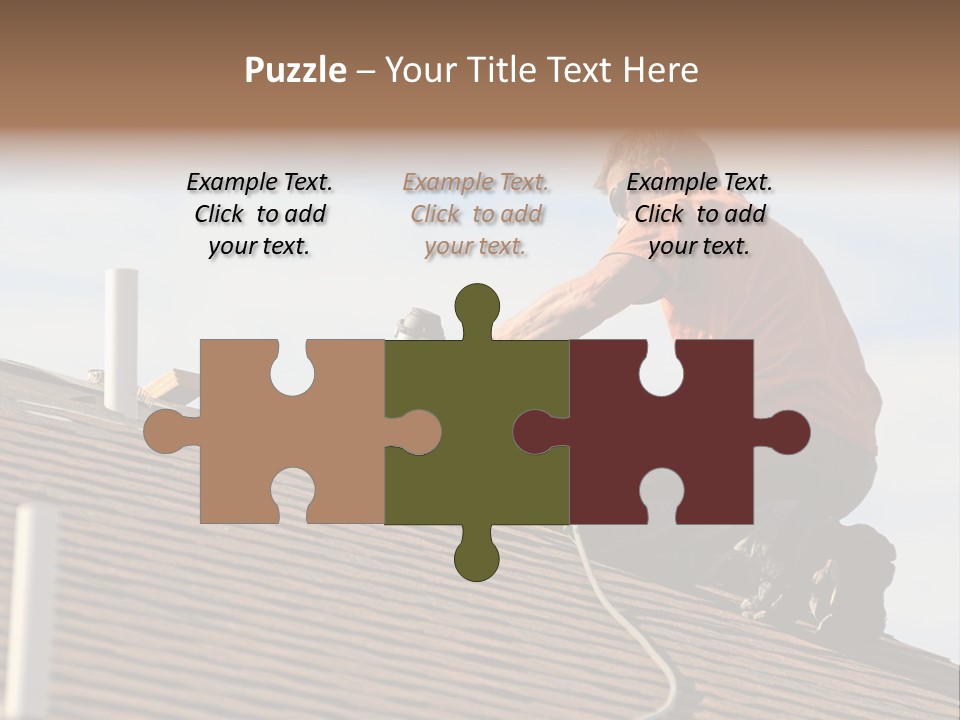 A Man Working On A Roof With A Power Drill PowerPoint Template