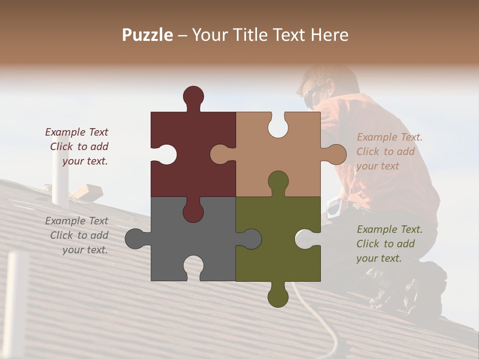 A Man Working On A Roof With A Power Drill PowerPoint Template