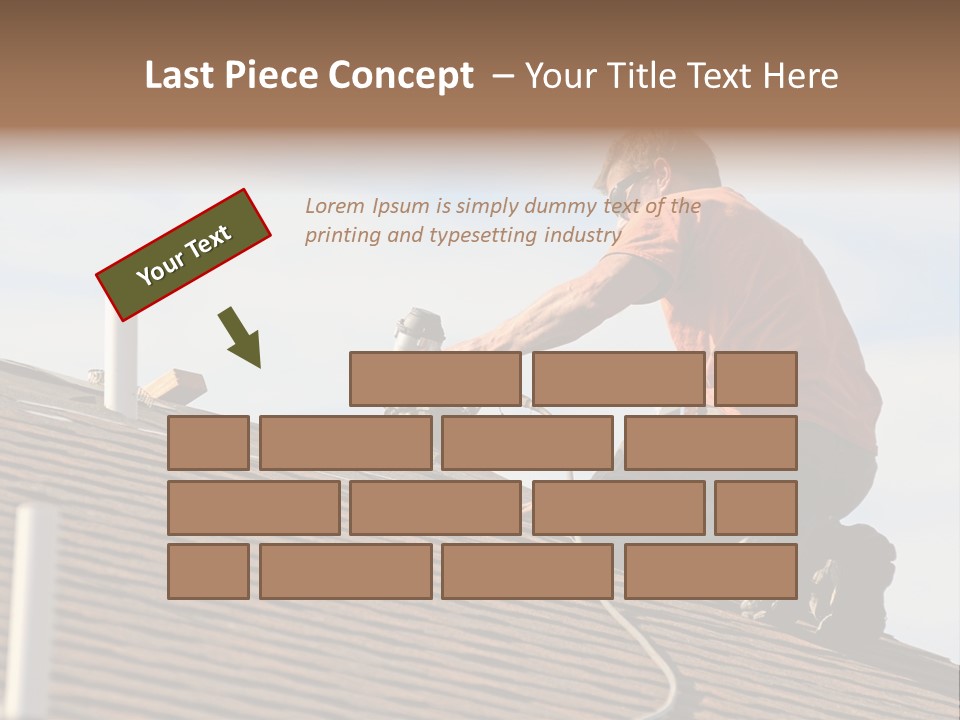 A Man Working On A Roof With A Power Drill PowerPoint Template