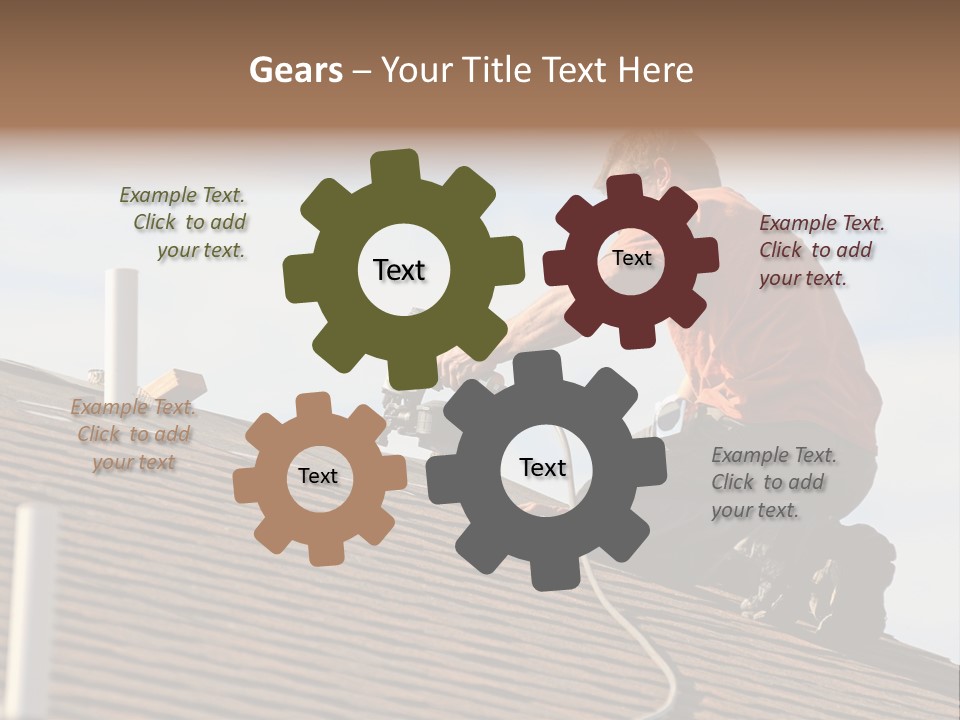 A Man Working On A Roof With A Power Drill PowerPoint Template