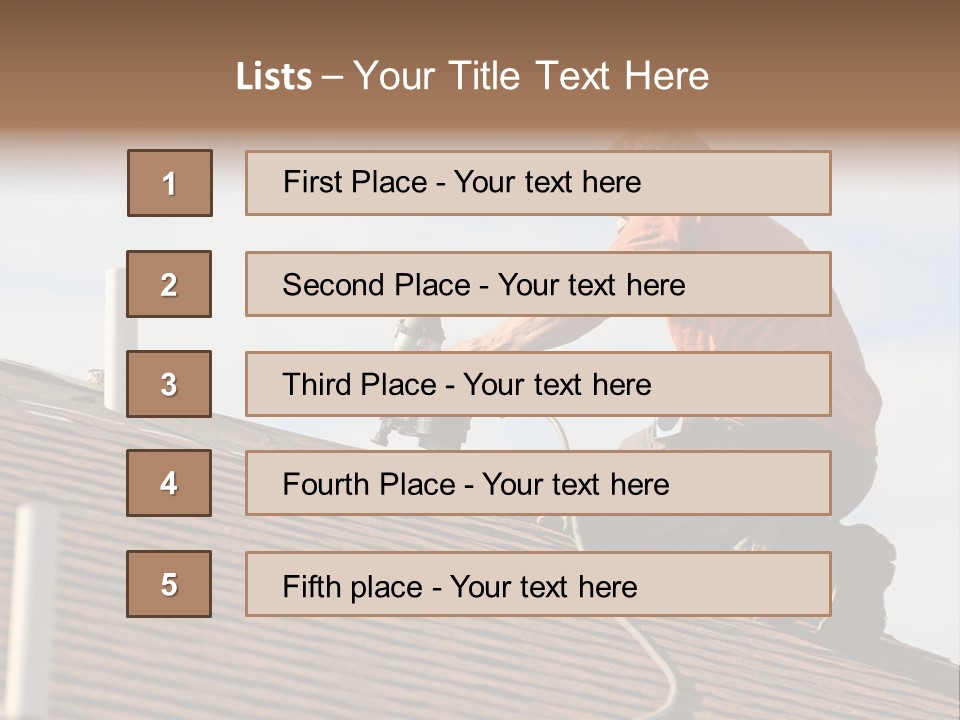 A Man Working On A Roof With A Power Drill PowerPoint Template