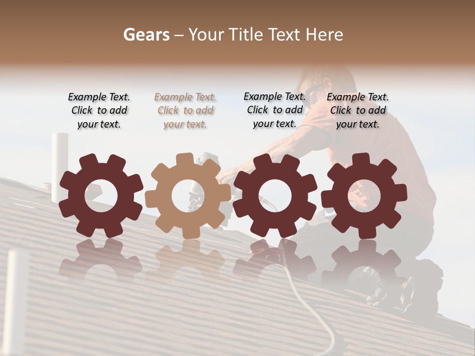 A Man Working On A Roof With A Power Drill PowerPoint Template