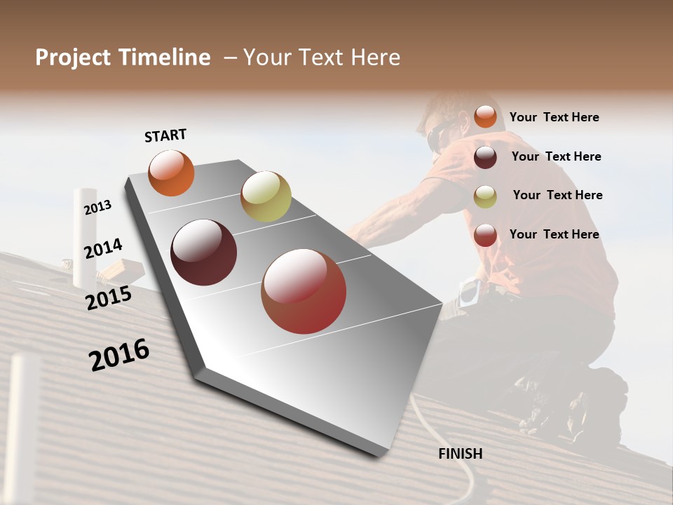 A Man Working On A Roof With A Power Drill PowerPoint Template