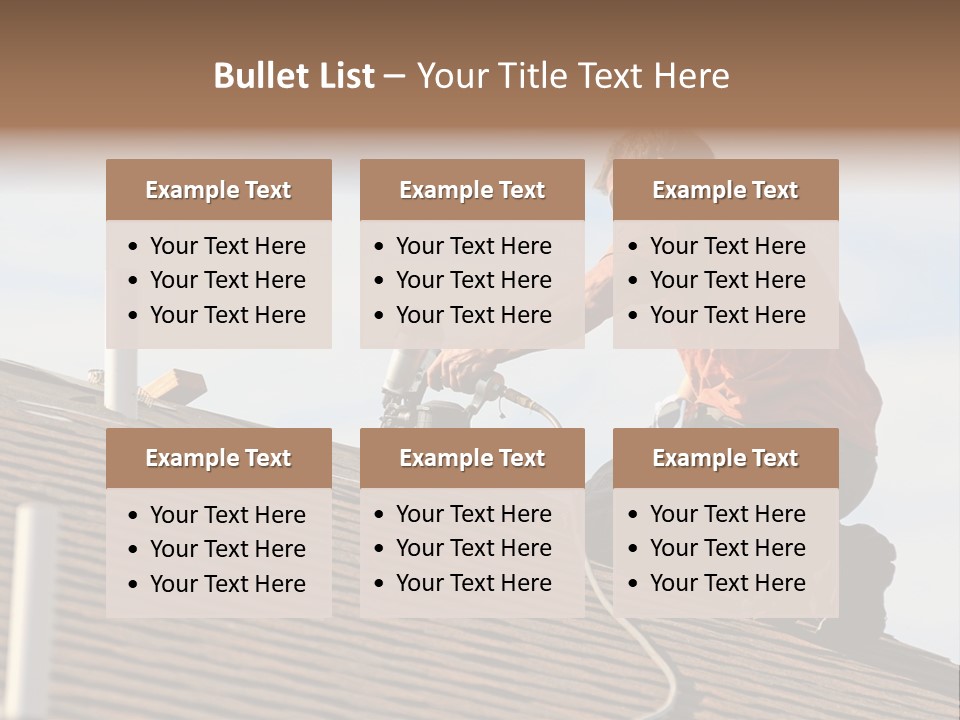 A Man Working On A Roof With A Power Drill PowerPoint Template
