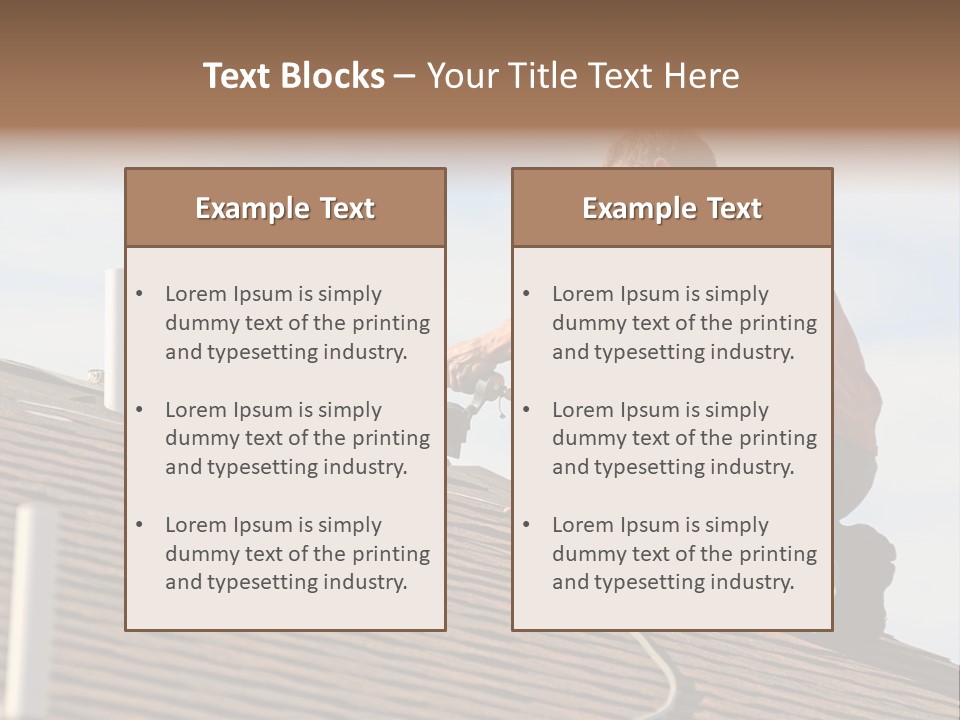 A Man Working On A Roof With A Power Drill PowerPoint Template