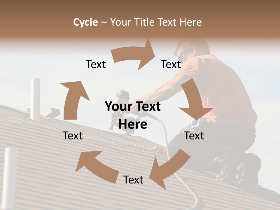 A Man Working On A Roof With A Power Drill PowerPoint Template
