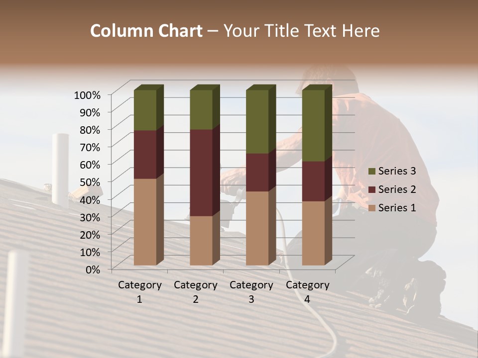 A Man Working On A Roof With A Power Drill PowerPoint Template