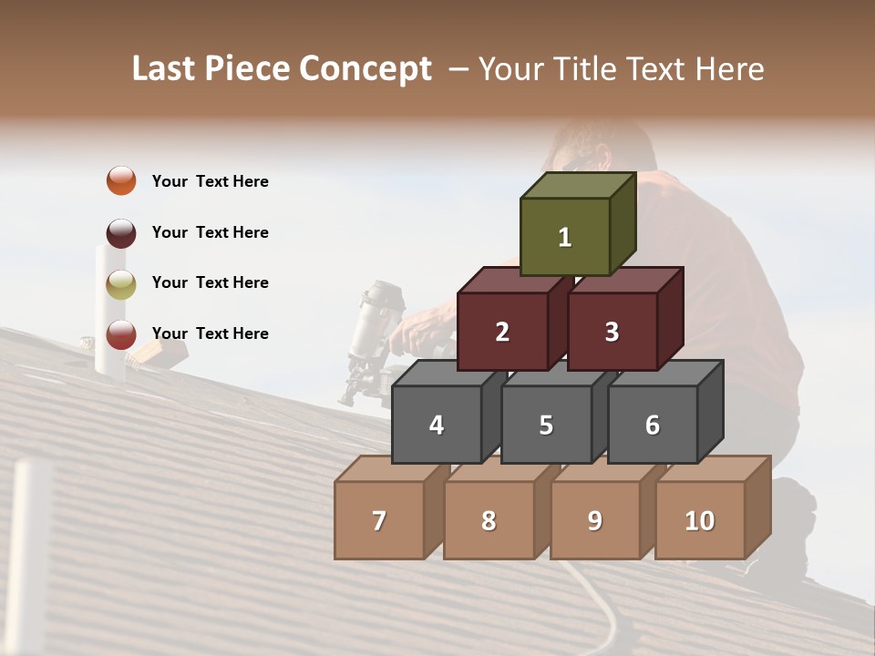 A Man Working On A Roof With A Power Drill PowerPoint Template