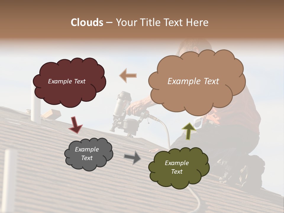 A Man Working On A Roof With A Power Drill PowerPoint Template