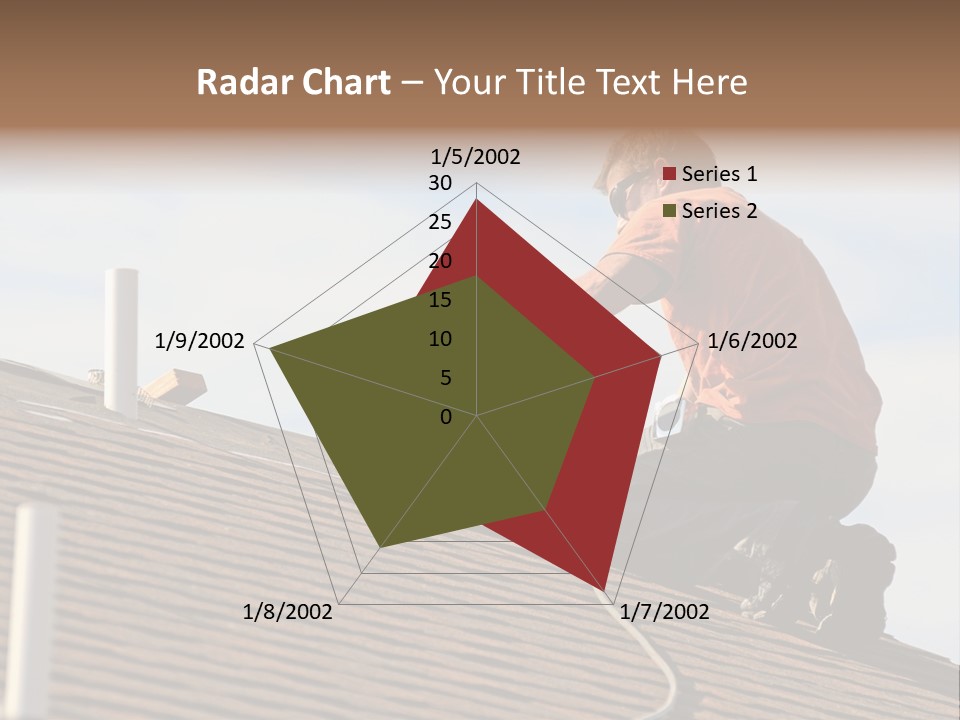 A Man Working On A Roof With A Power Drill PowerPoint Template