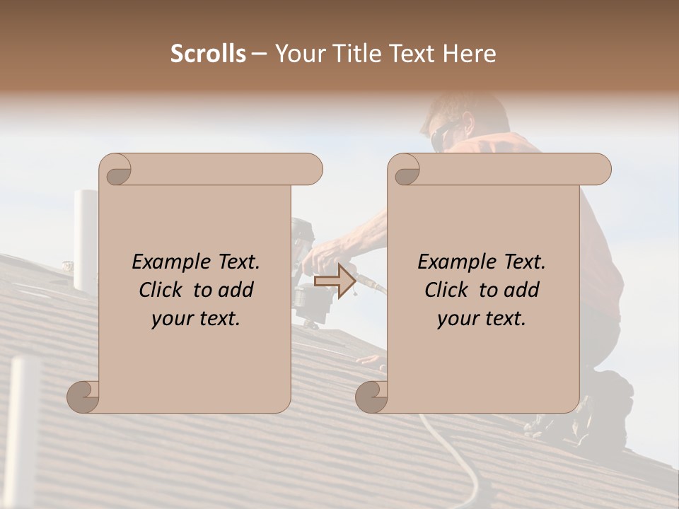 A Man Working On A Roof With A Power Drill PowerPoint Template