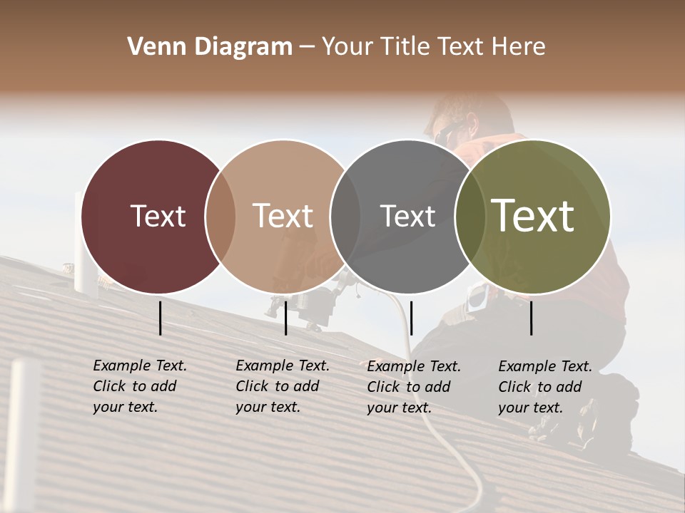 A Man Working On A Roof With A Power Drill PowerPoint Template
