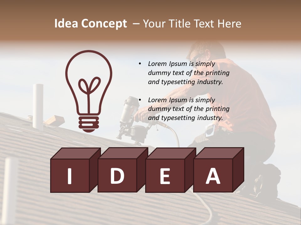 A Man Working On A Roof With A Power Drill PowerPoint Template