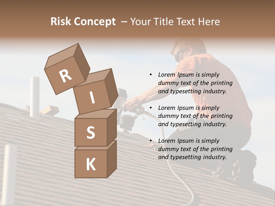 A Man Working On A Roof With A Power Drill PowerPoint Template