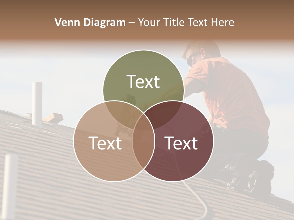 A Man Working On A Roof With A Power Drill PowerPoint Template