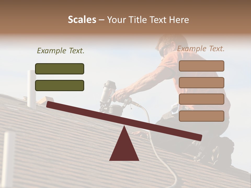 A Man Working On A Roof With A Power Drill PowerPoint Template
